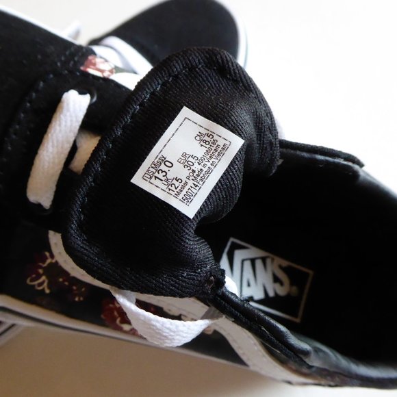 Vans Little Girl USA Size 13 Flowers & Checks Sneakers NIB - Picture 12 of 16